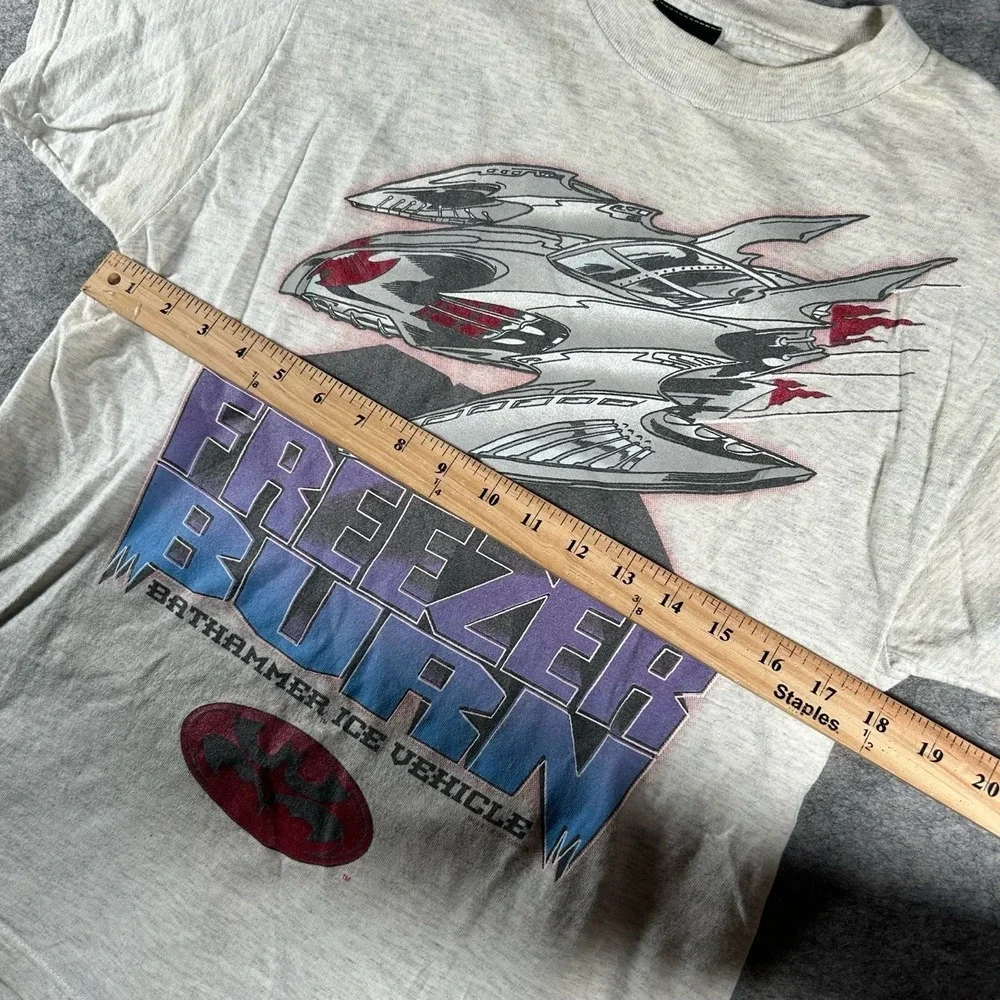 Vintage DC Comics Kids XL Shirt Grey Batman Bathammer 90s Freezer Burn 1997 DC